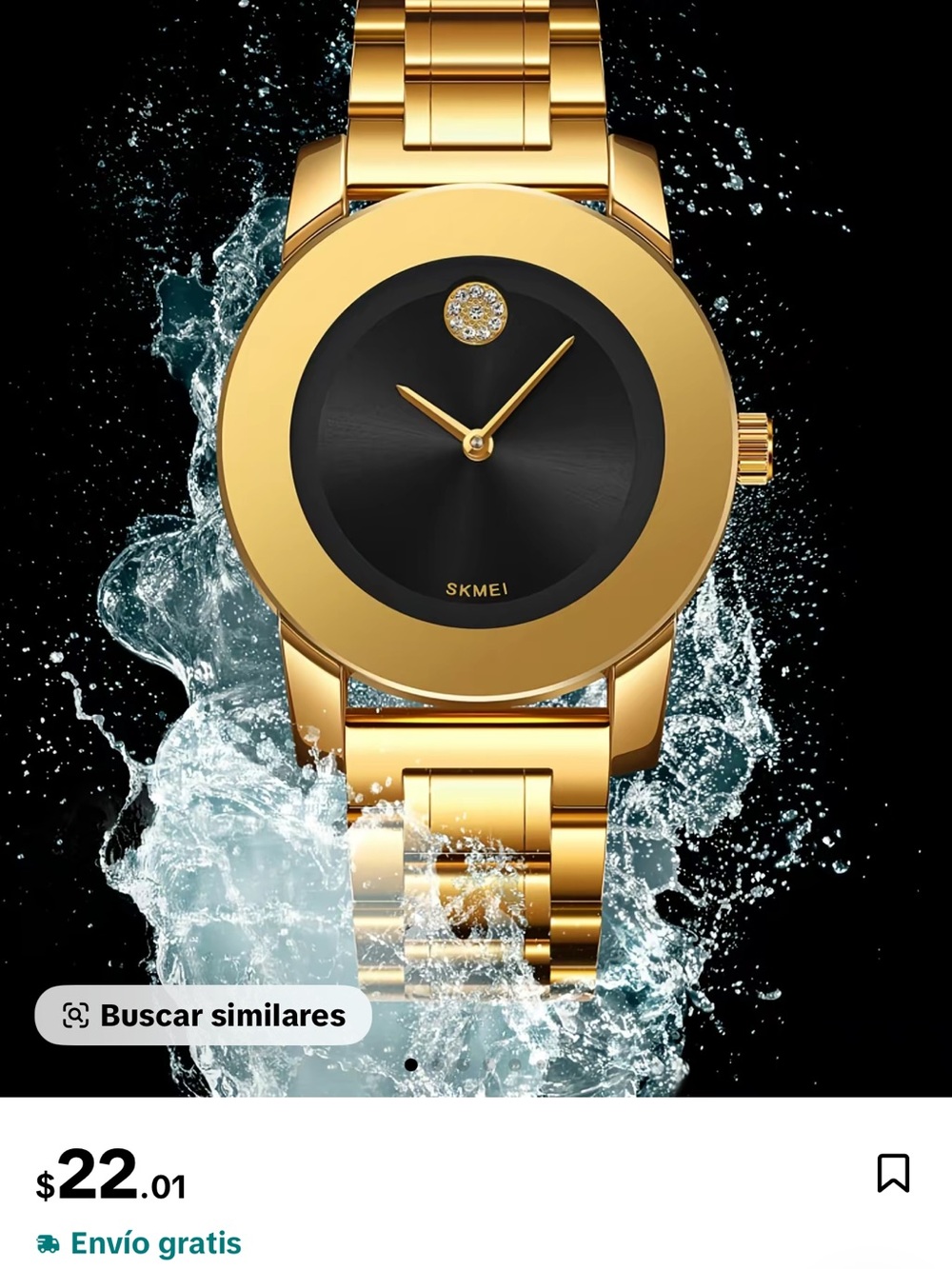 Women's Gold and Black Stainless Steel Watch